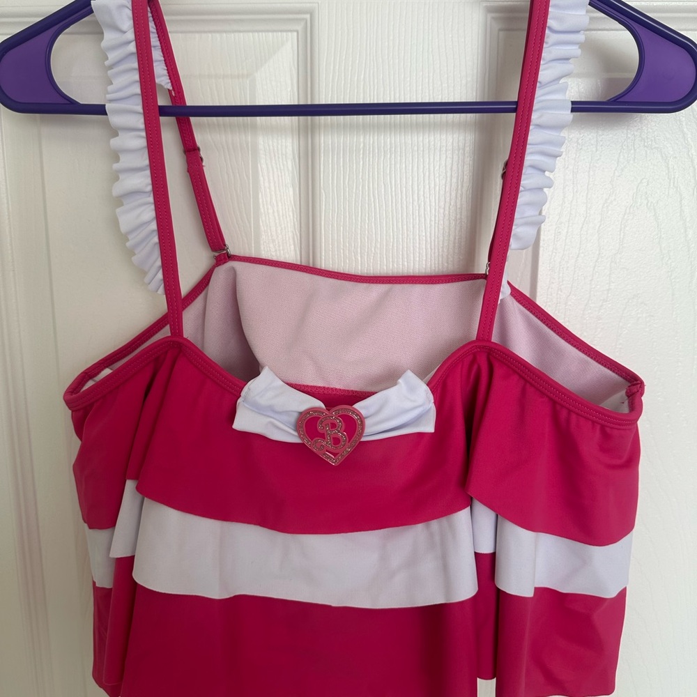 Pink and White Ruffle Women’s Barbie Swim Top